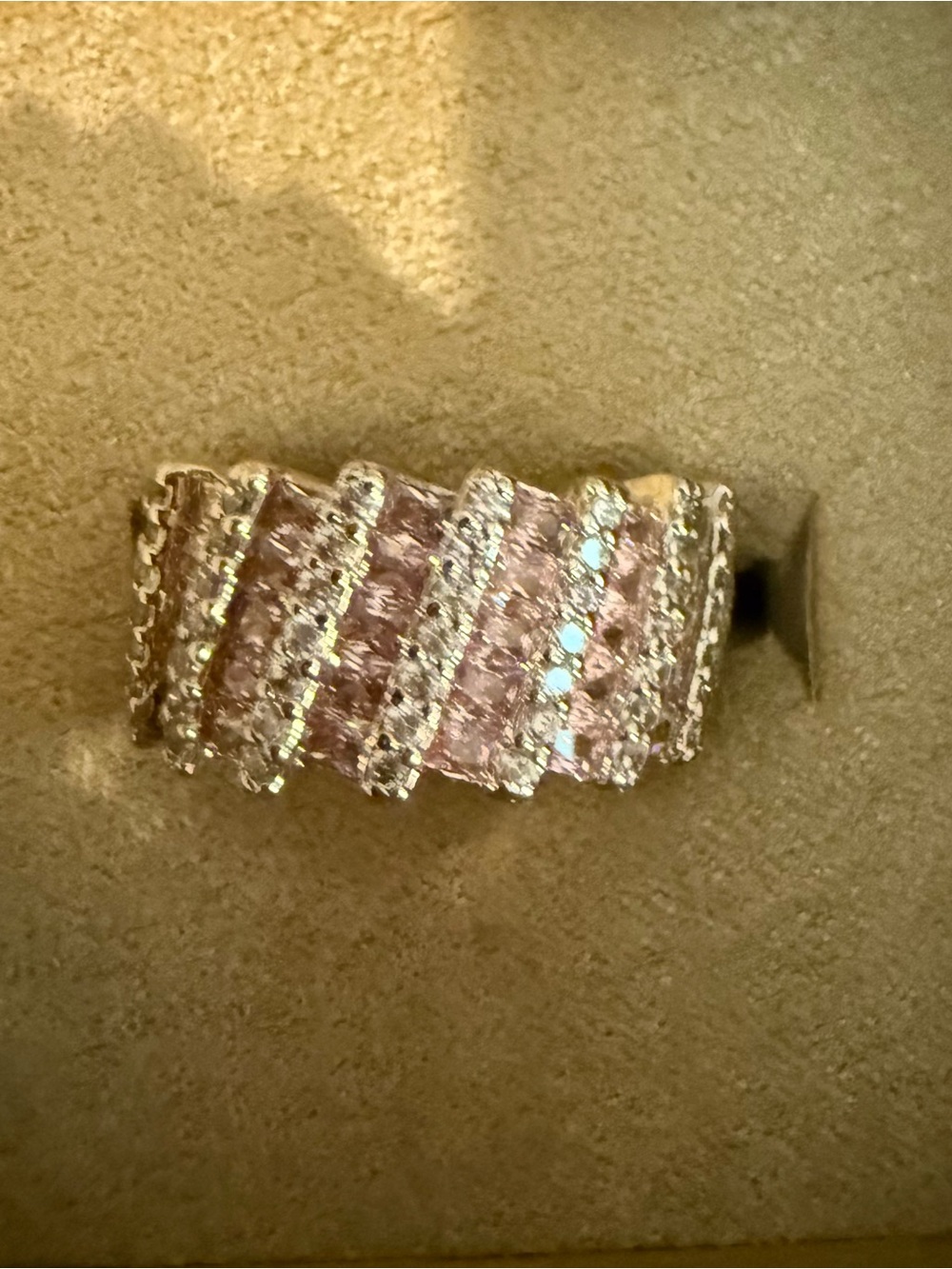 Pink Crystal Band Ring by Bella Luce